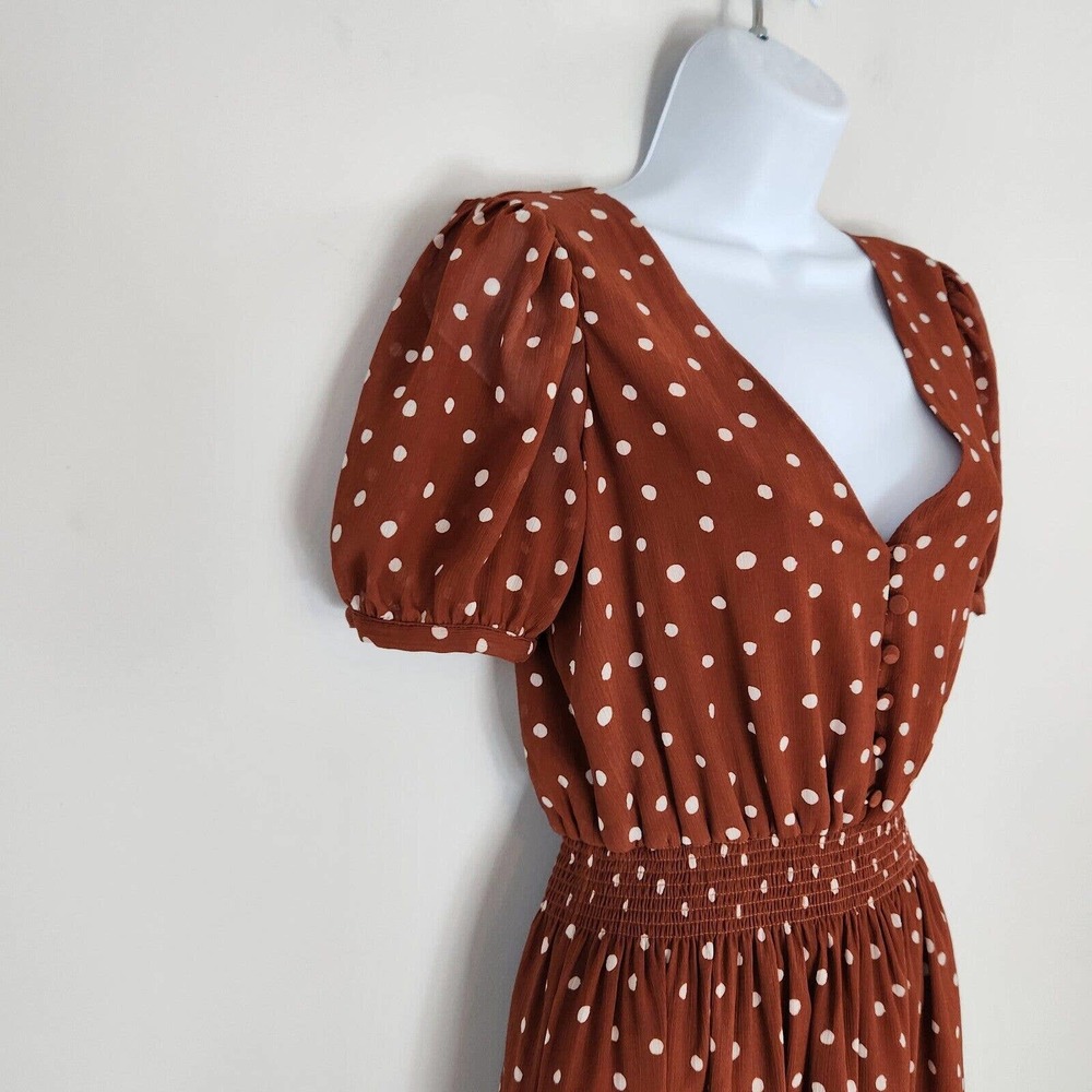 Madewell Smocked Waist Mini Dress Button-Front Short Sleeve V Neck Size XS - Picture 3 of 14